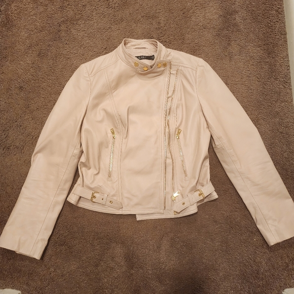 Ralph Lauren Jackets & Blazers - Ralph Lauren Women's Light Pink Leather Moto Jacket, Sz 8